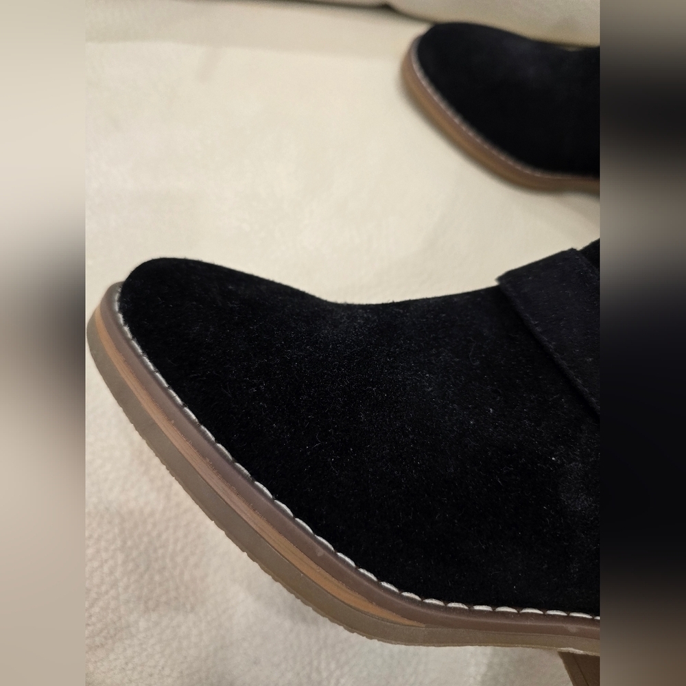 KENSIE Black Ankle Boots Buckle Zipper Suede Leather Size 8.5 - Picture 2 of 6